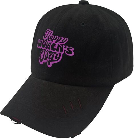Happy Women's Day Hats for Men Washed Distressed Baseball Cap Stylish Washed Workout Hat Breathable in Saudi Arabia
