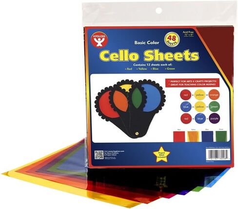 Hygloss Products-78548 Cello Sheets - Great for Arts, Crafts, DIY Projects, Classroom Activities, Gift Wrapping And More, 8.5 by 11 Inches, 8 Colors (6 Each) 48 Pack in Saudi Arabia