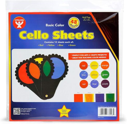 Hygloss Products-78548 Cello Sheets - Great for Arts, Crafts, DIY Projects, Classroom Activities, Gift Wrapping And More, 8.5 by 11 Inches, 8 Colors (6 Each) 48 Pack in Saudi Arabia