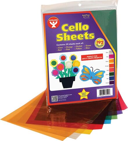 Hygloss Products-78548 Cello Sheets - Great for Arts, Crafts, DIY Projects, Classroom Activities, Gift Wrapping And More, 8.5 by 11 Inches, 8 Colors (6 Each) 48 Pack in Saudi Arabia