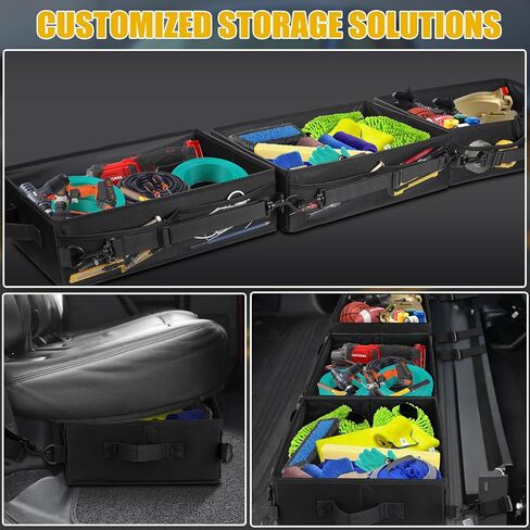 تحت مقعد تخزين المقعد ، منظم صندوق أدوات الشاحنة لتخزين مقعد الشاحنة Ford F150 F250 F350 ، 3 مقصورة قابلة للطي محمولة محمولة منظم تخزين القمامة. in Kuwait