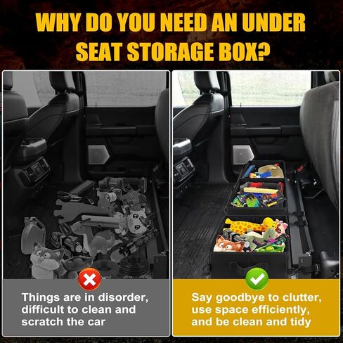 تحت مقعد تخزين المقعد ، منظم صندوق أدوات الشاحنة لتخزين مقعد الشاحنة Ford F150 F250 F350 ، 3 مقصورة قابلة للطي محمولة محمولة منظم تخزين القمامة. in Kuwait