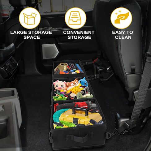 تحت مقعد تخزين المقعد ، منظم صندوق أدوات الشاحنة لتخزين مقعد الشاحنة Ford F150 F250 F350 ، 3 مقصورة قابلة للطي محمولة محمولة منظم تخزين القمامة. in Kuwait