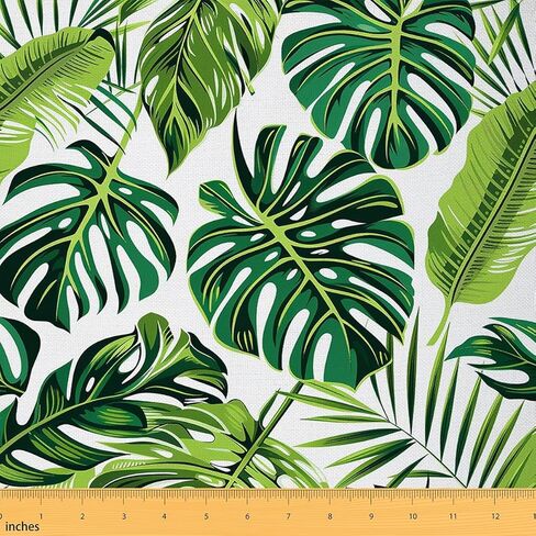 نسيج طباعة أوراق النخيل Feelyou بواسطة الفناء ، نسيج تنجيد طيور فلامنغو الاستوائية للكراسي أريكة أريكة ، موضوع طبيعة نباتية مقاومة للماء ، 1 فناء ، وردي أخضر in Kuwait