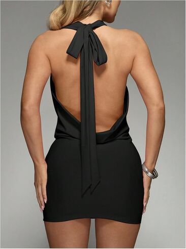 Soly Hux Women's Sexy Deep v Dear Halter Halter Bodycon Mini Dress Dress Dresses Night Cocktail Dresses in Kuwait