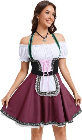 Womens German Dirndl Dress 1 Piece Costumes for Traditional Beer Bavarian Oktoberfest Carnival Halloween in Kuwait