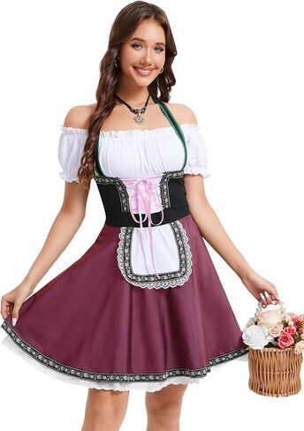 Womens German Dirndl Dress 1 Piece Costumes for Traditional Beer Bavarian Oktoberfest Carnival Halloween in Kuwait