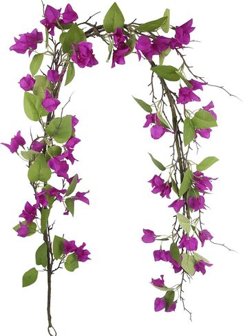 Artificial Bougainvillea Flowers Garland Purple Silk Bougainvillea Vines UV Resistant Realistic Faux Hanging Flowers Plants for Outdoor Outside Summer Decoration Porch Patio Balcony Yard Wall in Kuwait