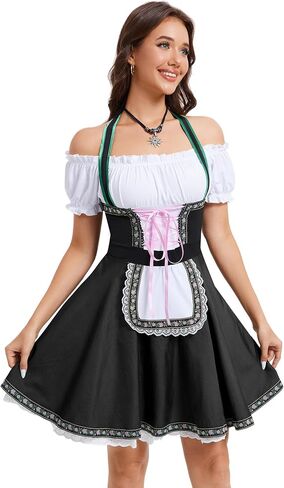 Womens German Dirndl Dress 1 Piece Costumes for Traditional Beer Bavarian Oktoberfest Carnival Halloween in Kuwait