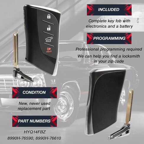 USARemote Key Fob Replacement for 2019 2020 2021 Lexus UX200 UX250H 3-Button Smart Keyless Entry Remote (HYQ14FBF, 8990H-76010) in Saudi Arabia
