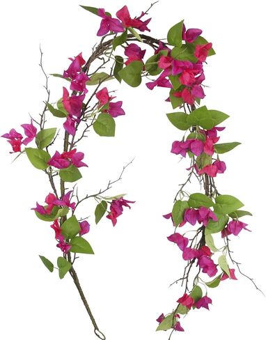 Artificial Bougainvillea Flowers Garland Purple Silk Bougainvillea Vines UV Resistant Realistic Faux Hanging Flowers Plants for Outdoor Outside Summer Decoration Porch Patio Balcony Yard Wall in Kuwait
