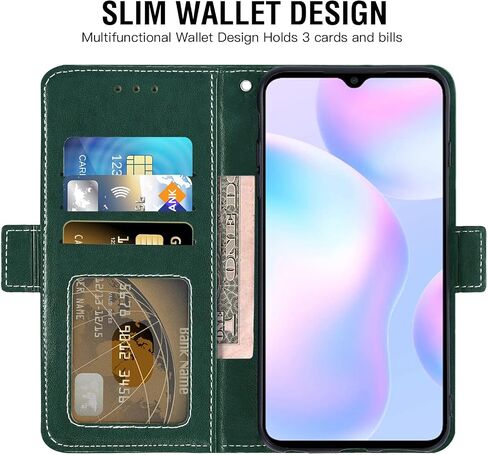 Asuwish Compatible with Xiaomi Redmi 9A Redme 9i Wallet Case and Tempered Glass Screen Protector Leather Flip Cover Credit Card Holder Stand Cell Phone Cases for Redmi9A A9 Redmi9i i9 Women Men Gray in Saudi Arabia