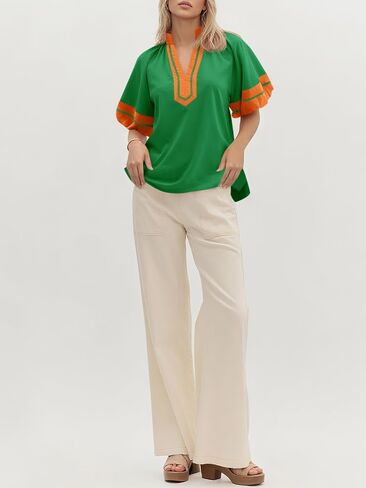 جرس CICY WOMENS COLL COLL SUPRES TOPS DASTARING V DECK PLOUSE LOTED FIT SIDE SIDE SIDERTS in Saudi Arabia