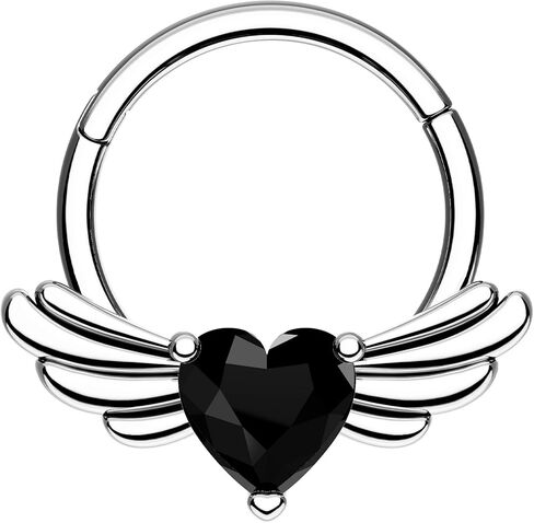 CM CrareesiMania Heart Septum Ring 16G Wing Septum Piercing Jewelry 316L Stainless Steel Daith Earrings for Women Helix Cartilage Daith Clicker Ring in Saudi Arabia