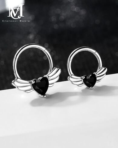 CM CrareesiMania Heart Septum Ring 16G Wing Septum Piercing Jewelry 316L Stainless Steel Daith Earrings for Women Helix Cartilage Daith Clicker Ring in Saudi Arabia