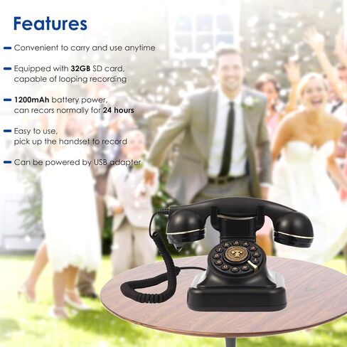 Audio Guest Book Wedding Phone, Audio Guestbook Phone Record Customized Audio Messages Guest Book Alternatives Classic Retro Phone for Parties Birthdays Rentals Confessions Special Occasions (White) in Saudi Arabia