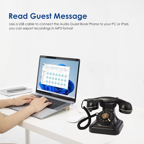 Audio Guest Book Wedding Phone, Audio Guestbook Phone Record Customized Audio Messages Guest Book Alternatives Classic Retro Phone for Parties Birthdays Rentals Confessions Special Occasions (White) in Saudi Arabia