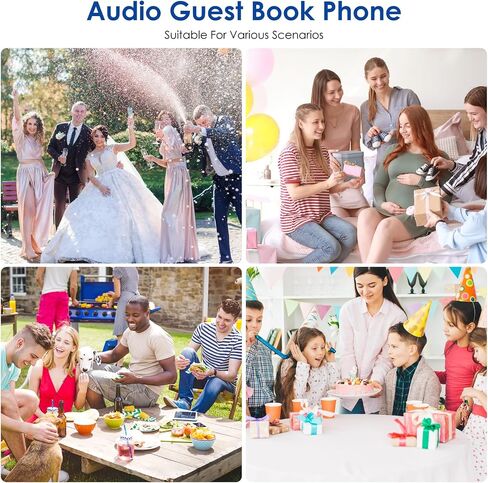 Audio Guest Book Wedding Phone, Audio Guestbook Phone Record Customized Audio Messages Guest Book Alternatives Classic Retro Phone for Parties Birthdays Rentals Confessions Special Occasions (White) in Saudi Arabia