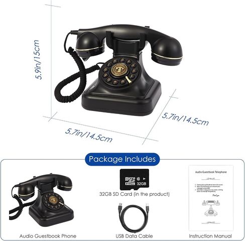 Audio Guest Book Wedding Phone, Audio Guestbook Phone Record Customized Audio Messages Guest Book Alternatives Classic Retro Phone for Parties Birthdays Rentals Confessions Special Occasions (White) in Saudi Arabia