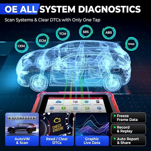 LAUNCH CRP919X Lite Bidirectional Scan Tool, 2025 New FCA SGW AutoAuth, 32 Reset Services, All System Diagnostic Scanner, Injector Coding, Auto VIN OBD2 Scanner Diagnostic Tool with 2-Year Updates in Saudi Arabia
