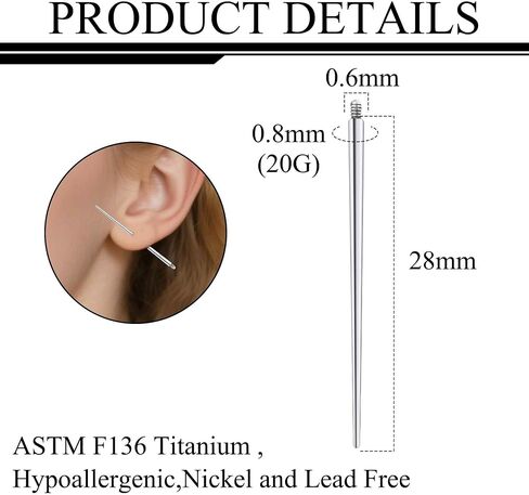 Ruifan 14g 16g 18g 20g ثقب Taper Kit Teaper Titanium Piercing Threader Tool for Threader Threader Tragus tragus conch Jewelry Charilage arring lip sweat tuds chang in Kuwait