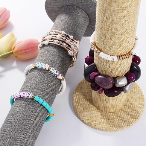 Bocar Velvet Vertical Tower Jewelry Bracelet Display Stand Bangle T-Bar Display Holder (CTZ-linen-2) in Saudi Arabia