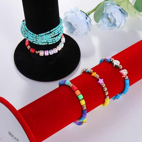 Bocar Velvet Vertical Tower Jewelry Bracelet Display Stand Bangle T-Bar Display Holder (CTZ-linen-2) in Saudi Arabia