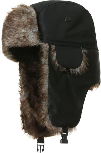 Ushanka Hat for Men Women Faux Fur Trapper Hat with Ear Flaps, Windproof Waterproof Russian Hats in Saudi Arabia