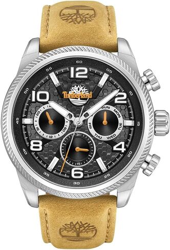 TIMBERLAND Men's Henniker II Collection Watch - 46mm Case, Textured Bezel, Premium Leather Strap in Saudi Arabia