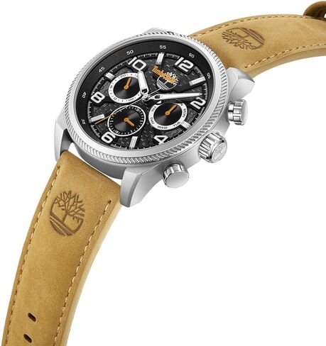 TIMBERLAND Men's Henniker II Collection Watch - 46mm Case, Textured Bezel, Premium Leather Strap in Saudi Arabia