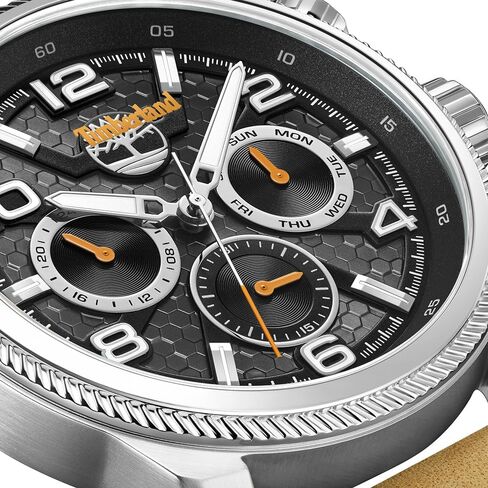 TIMBERLAND Men's Henniker II Collection Watch - 46mm Case, Textured Bezel, Premium Leather Strap in Saudi Arabia