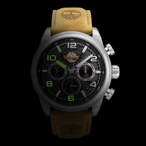 TIMBERLAND Men's Henniker II Collection Watch - 46mm Case, Textured Bezel, Premium Leather Strap in Saudi Arabia