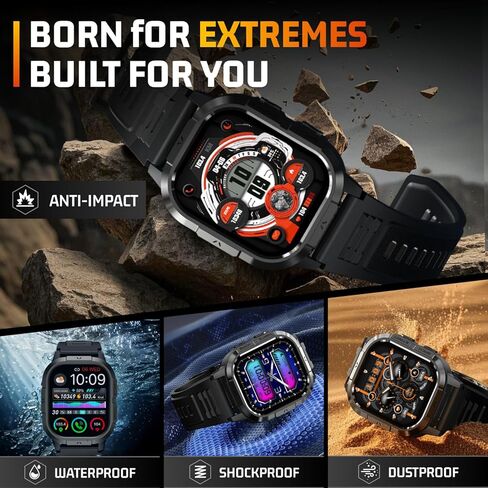 الساعات الذكية للرجال -2.06 "AMOLED (إجابة/إجراء مكالمات) ، IP68 Tracker Active Activity Step مع أوضاع Sleep Monitor/110+ ، ساعة ذكية تكتيكية لنظام Android IOS Samsung (Blue ، 2.06) in Kuwait