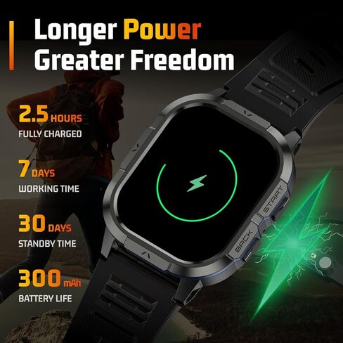 الساعات الذكية للرجال -2.06 "AMOLED (إجابة/إجراء مكالمات) ، IP68 Tracker Active Activity Step مع أوضاع Sleep Monitor/110+ ، ساعة ذكية تكتيكية لنظام Android IOS Samsung (Blue ، 2.06) in Kuwait