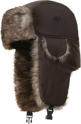 Ushanka Hat for Men Women Faux Fur Trapper Hat with Ear Flaps, Windproof Waterproof Russian Hats in Saudi Arabia