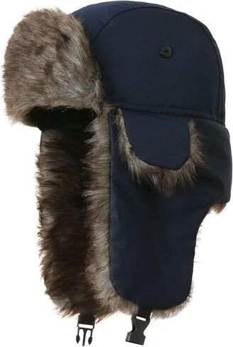 Ushanka Hat for Men Women Faux Fur Trapper Hat with Ear Flaps, Windproof Waterproof Russian Hats in Saudi Arabia
