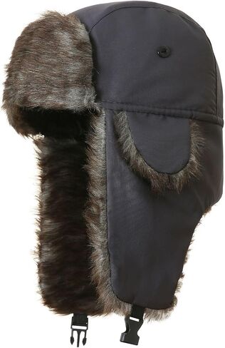 Ushanka Hat for Men Women Faux Fur Trapper Hat with Ear Flaps, Windproof Waterproof Russian Hats in Saudi Arabia