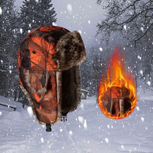 Ushanka Hat for Men Women Faux Fur Trapper Hat with Ear Flaps, Windproof Waterproof Russian Hats in Saudi Arabia
