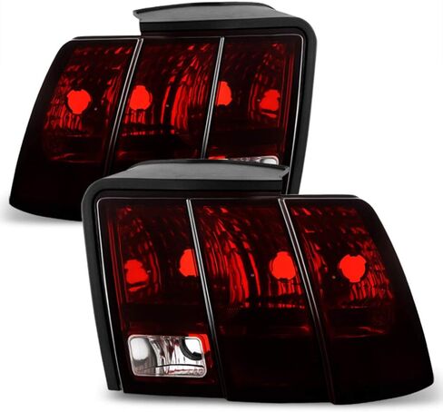 ACANII - For 1999-2004 Ford Mustang Red Smoked Tail Lights Brake Lamps 99-04 Pair Set Replacement Driver+Passenger Side in Saudi Arabia
