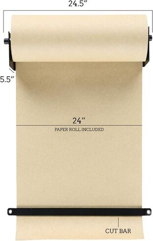 Roller Kraft Paper Roll Display, Wall Decor, Art Wall Mount, Kitchen Decor, Farmhouse Decor - (1) Kraft Paper Roll Included (8 Inch, Black) in Saudi Arabia