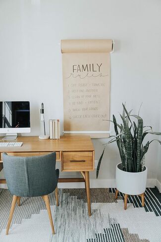 Roller Kraft Paper Roll Display, Wall Decor, Art Wall Mount, Kitchen Decor, Farmhouse Decor - (1) Kraft Paper Roll Included (8 Inch, Black) in Saudi Arabia