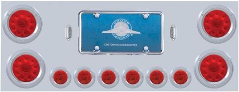 United Pacific 34664 Light Light لوحة ، الفولاذ المقاوم للصدأ ، المركز الخلفي ، مع 4x10 LED 4 "أضواء و 6 × 9 LED 2" أضواء ، LED Red والعدسة in Saudi Arabia
