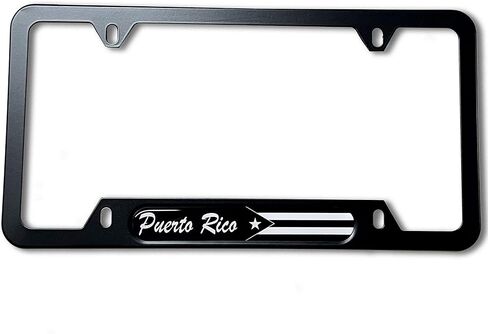 Puerto Rico Black Flag Domed Black Licked Plate Frame -US Size- Puerto Rico ، Puerto Rican ، Black Flag in Saudi Arabia