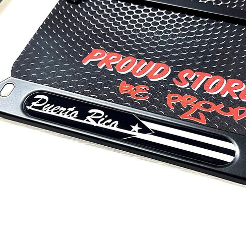 Puerto Rico Black Flag Domed Black Licked Plate Frame -US Size- Puerto Rico ، Puerto Rican ، Black Flag in Saudi Arabia