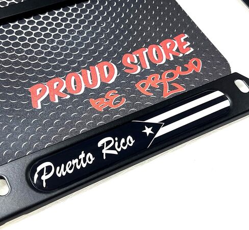 Puerto Rico Black Flag Domed Black Licked Plate Frame -US Size- Puerto Rico ، Puerto Rican ، Black Flag in Saudi Arabia