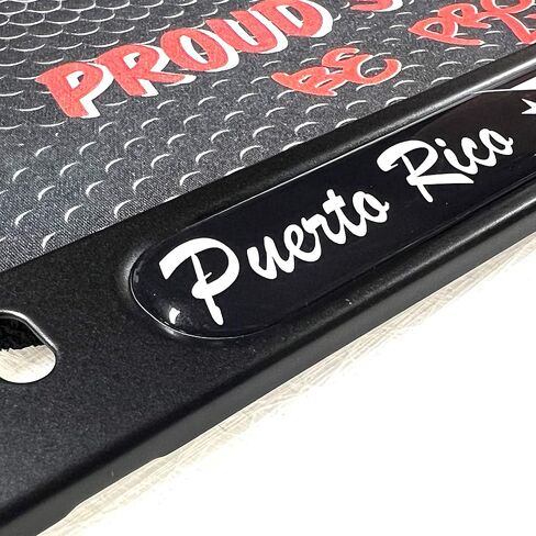 Puerto Rico Black Flag Domed Black Licked Plate Frame -US Size- Puerto Rico ، Puerto Rican ، Black Flag in Saudi Arabia