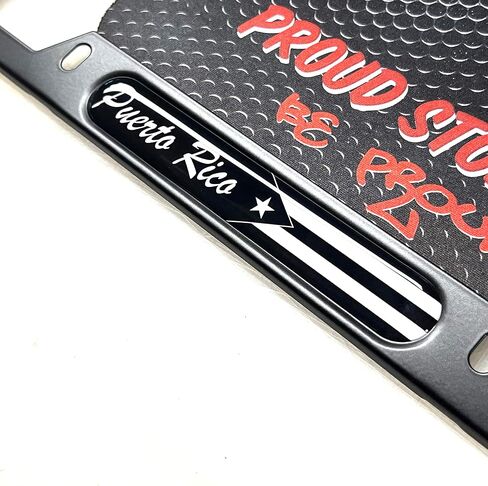 Puerto Rico Black Flag Domed Black Licked Plate Frame -US Size- Puerto Rico ، Puerto Rican ، Black Flag in Saudi Arabia