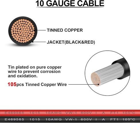 مجموعات كبلات لوحة شمسية IgReely Connector لـ Tord Zero Yeti ، Suaoki ، Renogy Jackery Portable Generator Power Station 10AWG 10ft 3M in Kuwait