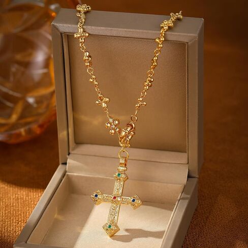 GZQ Gold Chain Cross Necklace for Women Non Tarnish Pendant Dainty Jewlery Gifts for Men(N55) in Kuwait