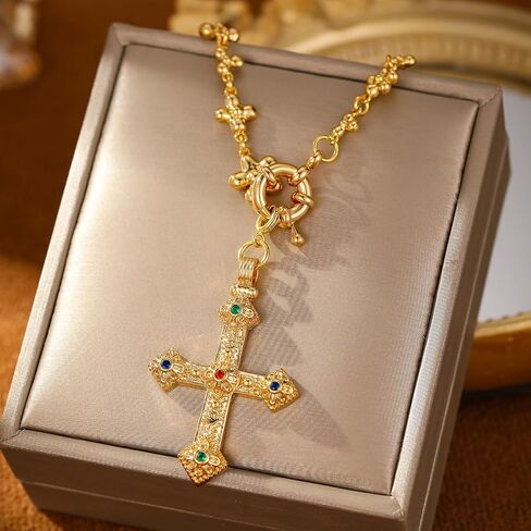 GZQ Gold Chain Cross Necklace for Women Non Tarnish Pendant Dainty Jewlery Gifts for Men(N55) in Kuwait